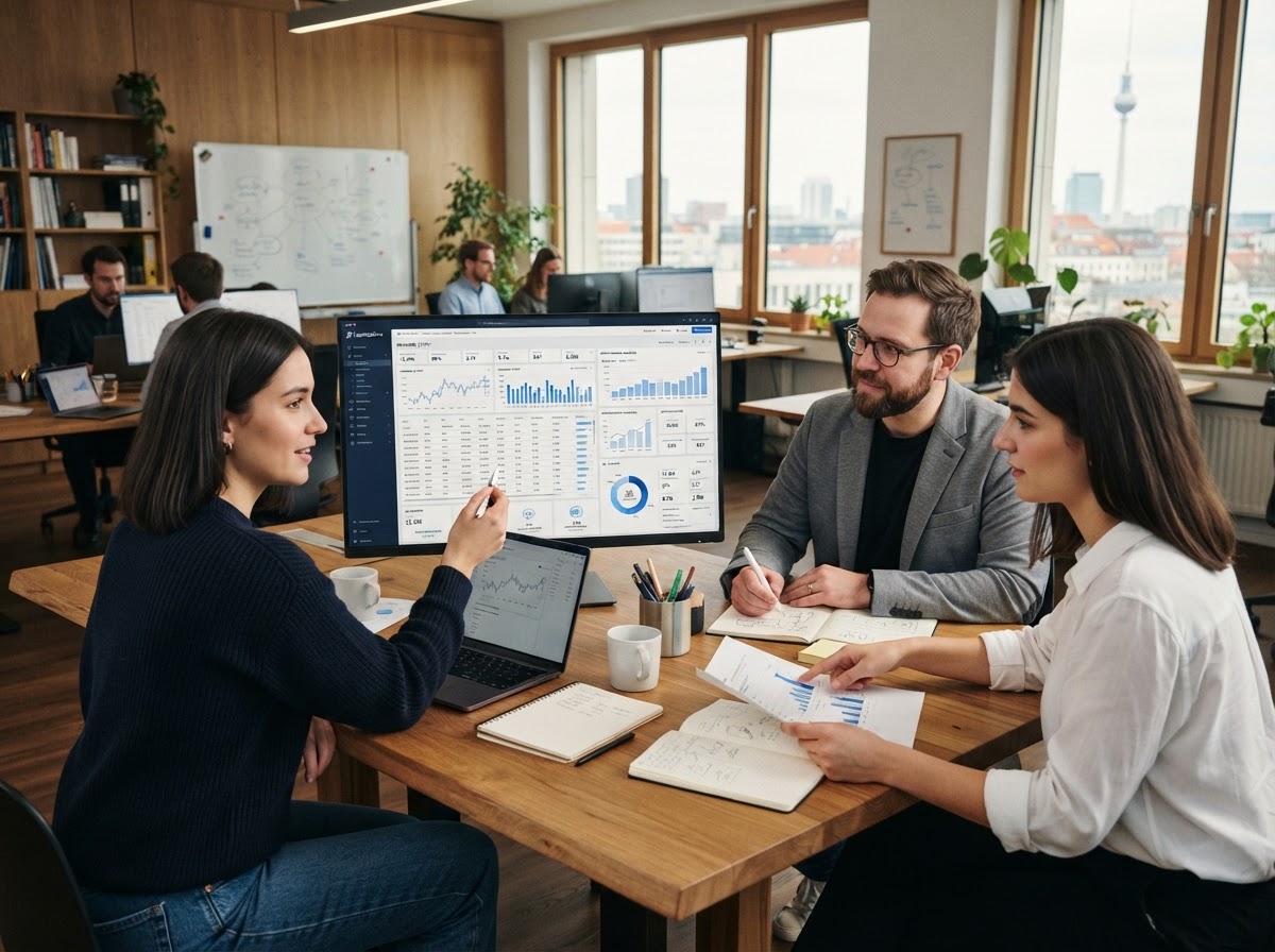 Meritaldive team workspace reviewing real-time analytics output